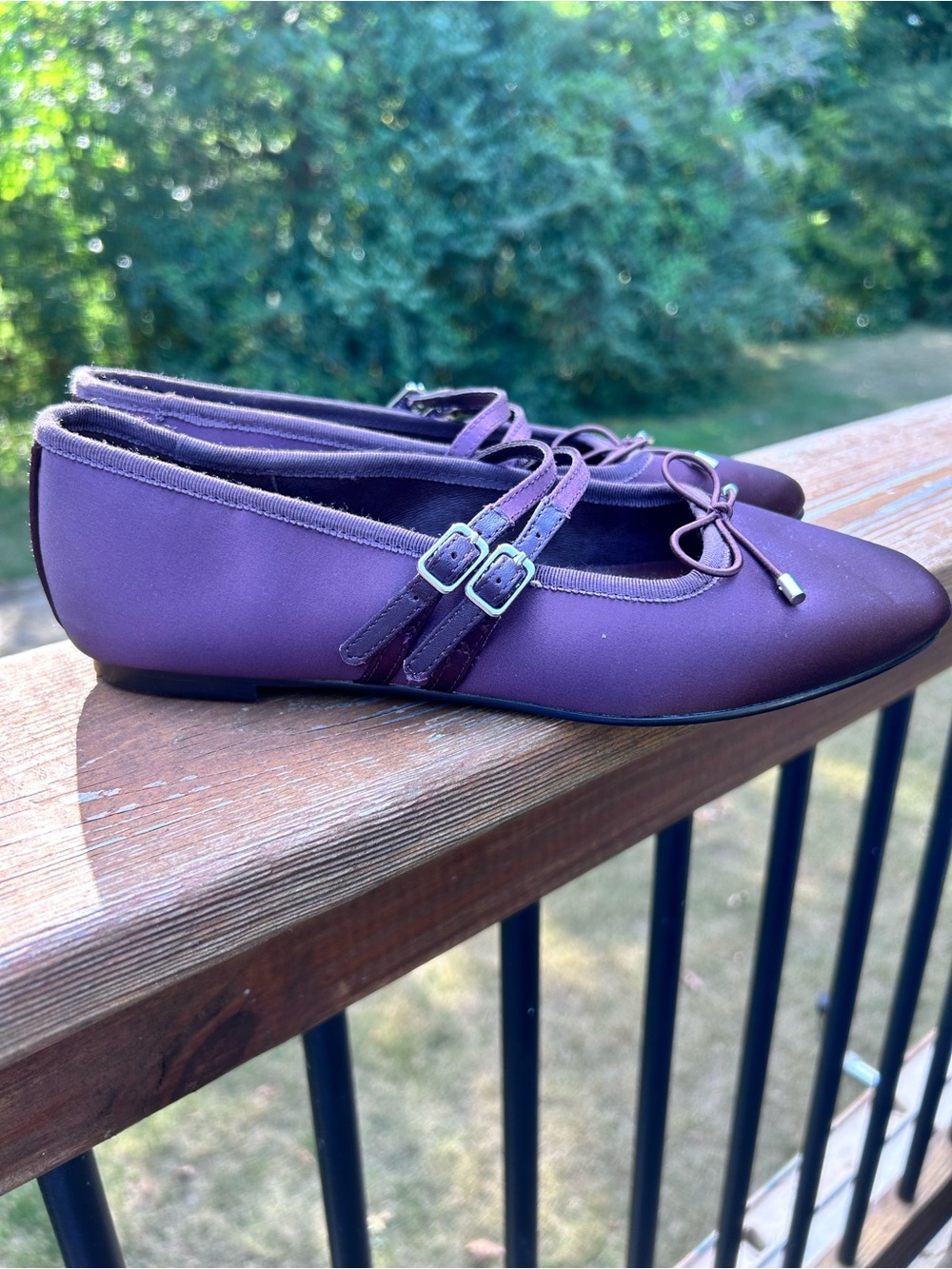 Madewell Greta burgundy satin double strap ballet flats size 6.5